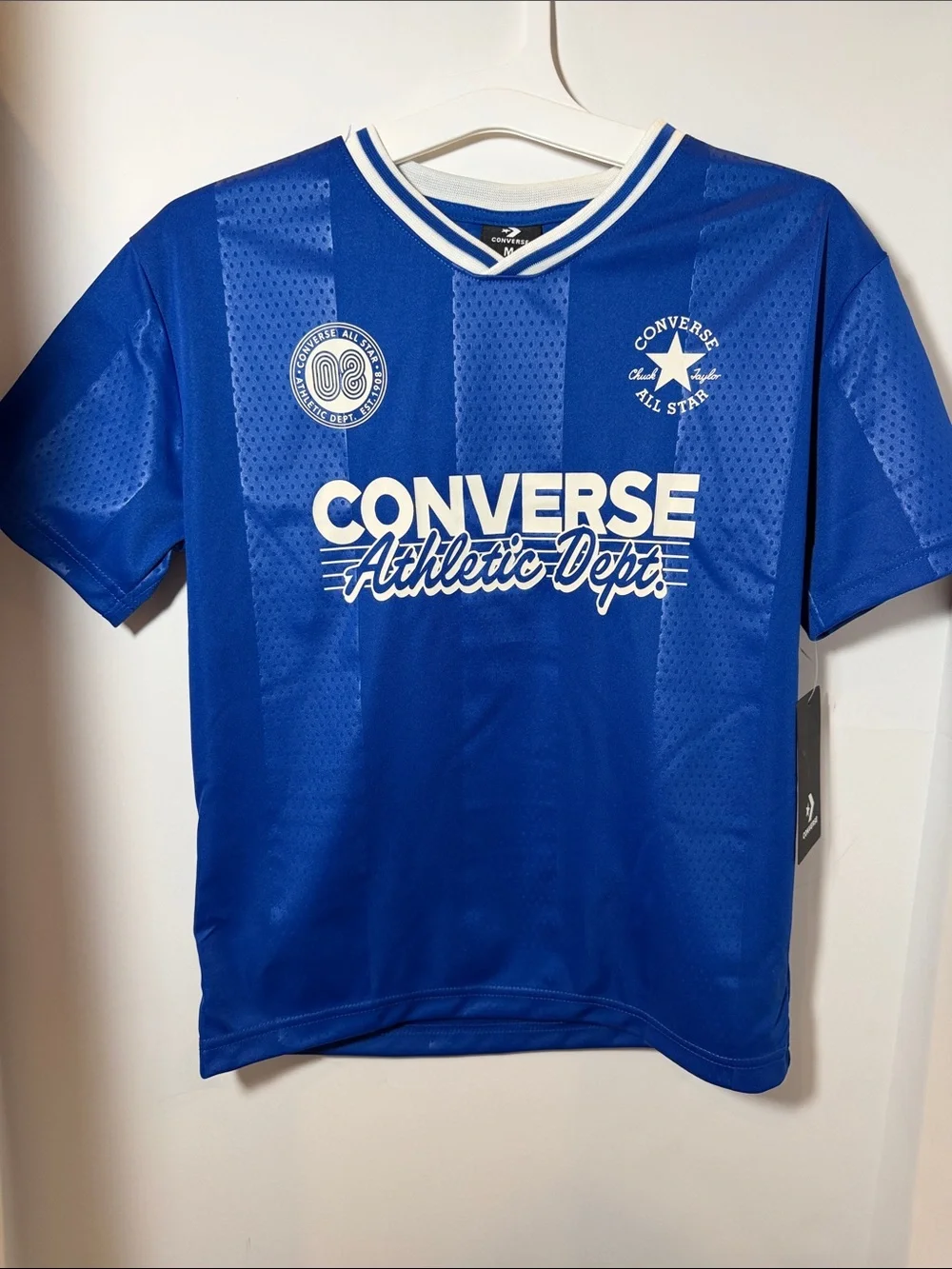 NWT BOYS 9 10 Converse Blue Athletic-Dept Kids Short Sleeve Jersey top shirt NEW